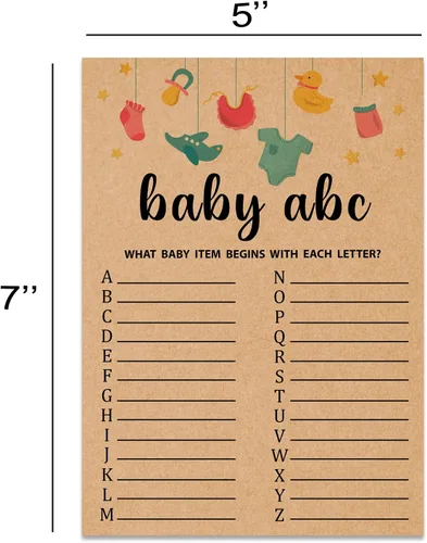 Miniatura 2 de Baby ABC Juego de Baby Shower, 30 unidades, kraft, juego de mesa, todas las edades, inglés, cartulina, manual, unisex, baby shower y alfabeto