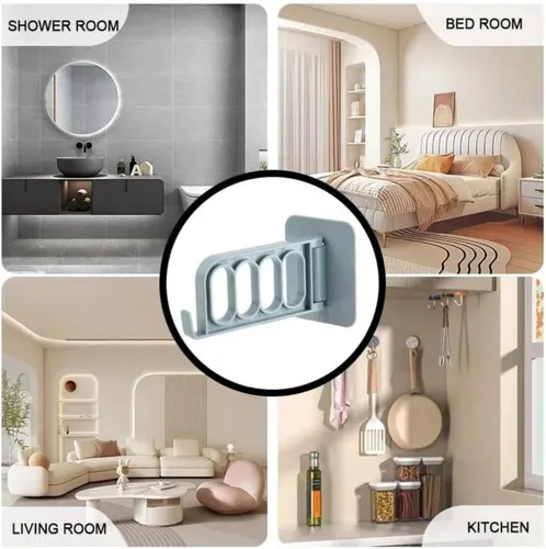 Miniatura 5 de Percha plegable sin perforaciones, pequeña percha plegable para ropa, ganchos de almacenamiento para paredes, 4 agujeros montado en la pared, Beige
