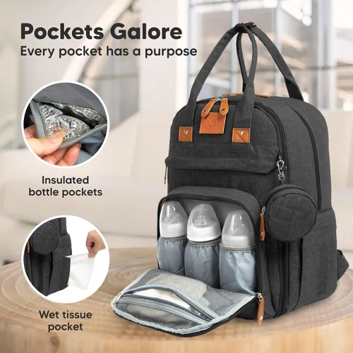 Miniatura 3 de Mochila para Pañales KeaBabies - Gran Mochila de Pañales con Cambiador, para Bebé Niño, Niña, Mochila de Viaje para Mamá y Papá, Impermeable