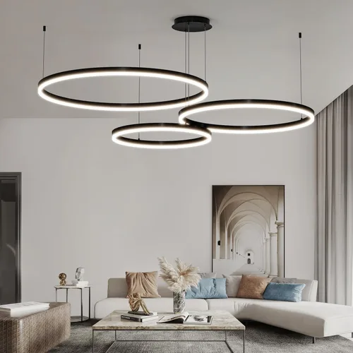 Miniatura 10 de Mikeru Lámpara LED moderna, lámpara colgante de techo con control remoto de 3000 a 6500 K, luz de temperatura de color ajustable para sala de estar