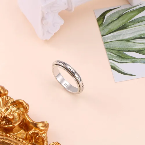 Miniatura 15 de Ladytree Anillo giratorio de plata de ley S925 para ansiedad, anillo inspirador de promesa, ansiedad, preocupación, alivio del aburrimiento, TDAH