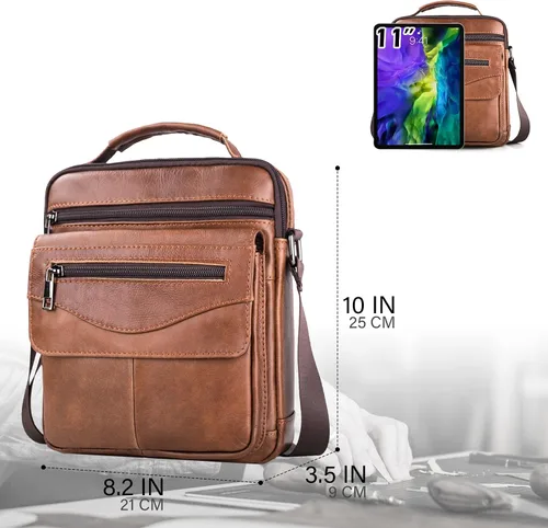Miniatura 3 de COSCOOA Bolso de hombro para hombre, bolso de cuero para hombre, bolso cruzado para hombre, bolso de mensajero, bolso de viaje