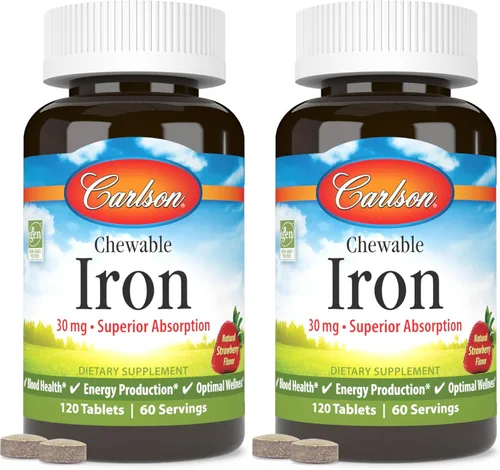 Miniatura 11 de Carlson - Hierro masticable, 30 mg, absorción superior, salud de la sangre, producción de energía y bienestar óptimo, suplemento de hierro