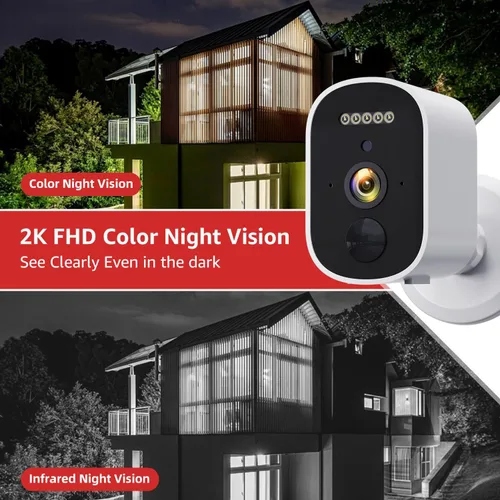 Miniatura 4 de BOAVISION Cámara de seguridad inalámbrica 2K para seguridad en el hogar al aire libre, detección de movimiento AI, visión nocturna a color, foco
