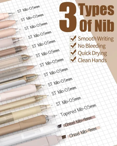 Miniatura 3 de FOUR CANDIES - Paquete de 14 bolígrafos pasteles bonitos, estéticos y retráctiles con tinta de gel negra, punta fina de 0.5 mm, incluye 2 Azul