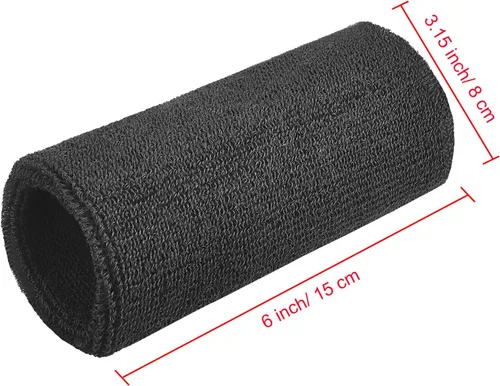 Miniatura 3 de WILLBOND 2 muñequeras de 6 pulgadas para hombres y mujeres, bandas de algodón atléticas de humedad para tenis, baloncesto, correr