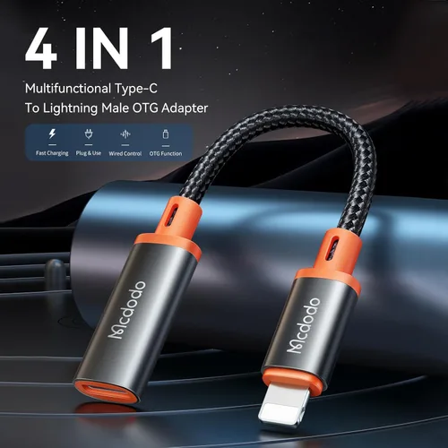 Miniatura 2 de mcdodo Adaptador 4 en 1 USB-C a Lightning OTG con función de carga/audio/OTG Tipo C hembra a Lightning Macho Adaptador de cable apto