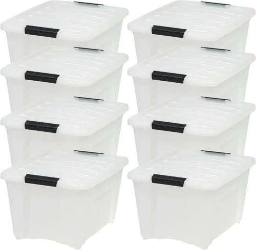 Miniatura 14 de IRIS USA - Contenedores de almacenamiento de plástico apilables de 40 cuartos de galón con tapas y hebillas de cierre, paquete de 4
