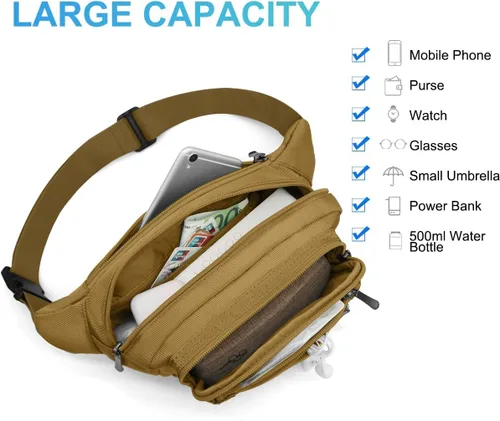 Miniatura 2 de Bolsa de cintura Riñonera para hombres y mujeres con correa ajustable para exteriores, entrenamiento, viajes, casual, correr, senderismo, ciclismo