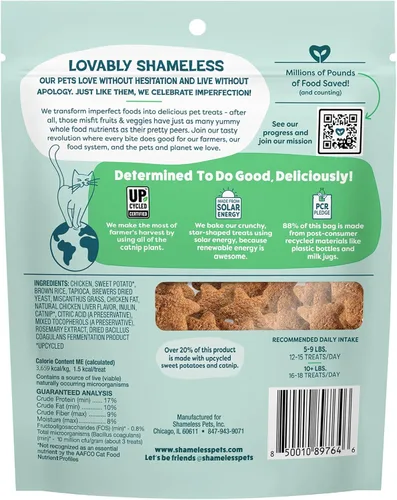 Miniatura 2 de Shameless Pets Golosinas para gatos con Catnip y pollo para la salud digestiva, crujientes
