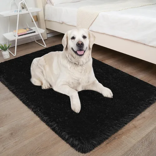 Miniatura 6 de Alfombras pequeñas de 2 x 3 pies para dormitorio, mini alfombra de área de 2 x 3 pies, color negro, alfombra mullida y esponjosa, alfombras suaves