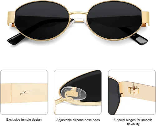 Miniatura 5 de SOJOS Gafas de sol ovaladas retro para mujer, de moda, clásicas, con protección UV400, SJ1256