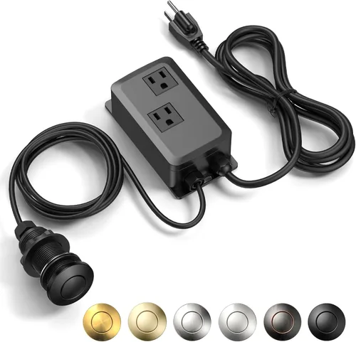 Kit de interruptor de aire para eliminación de basura ANWOLL - Profesional - Doble salida, desagüe de fregadero con encendido/apagado, botón de