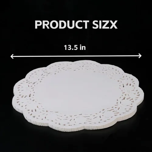 Miniatura 3 de LJY 100 piezas de papel redondo de encaje blanco almohadillas de embalaje para decoración de vajilla de boda (13.5 pulgadas)