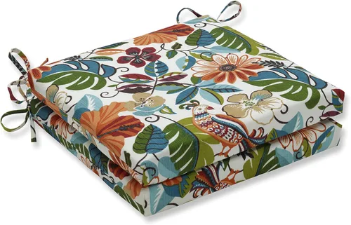 Miniatura 18 de Pillow Perfect Cojín floral brillante para silla de interior/exterior con lazos, 2 unidades, 15.5 x 18.5 pulgadas, azul/naranja Marlow