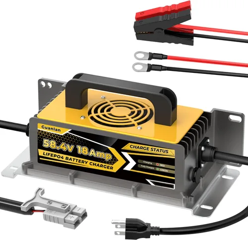 Cargador de batería de litio de 58.4V 18AMP para batería LiFePO4 de 48 V (51.2 V), impermeable IP65, ideal para carrito de golf, fueraborda