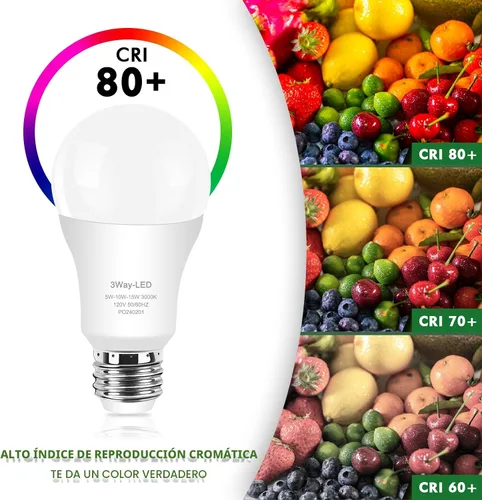 Miniatura 6 de Bombillas de 3 vías 50 100 150 blanco cálido, A19 3000K, 5/10/15W ahorro de energía 500 1000 1500 lúmenes, bombillas LED de base E26 perfectas