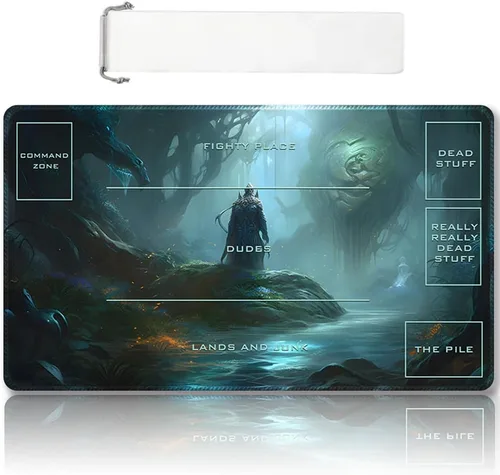 Miniatura 27 de Tapete de Juego MTG Premium Cosido con Zonas y Respaldo de Goma Antideslizante - Tapete de Juego TCG para MTG y Otros Juegos de Cartas - Diseño Dkt
