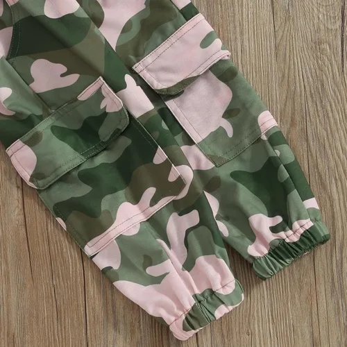 Miniatura 66 de Mandizy Conjunto de ropa de otoño para bebé niña pequeña, sudadera de manga larga con estampado de letras bendecidas, pantalones de camuflaje