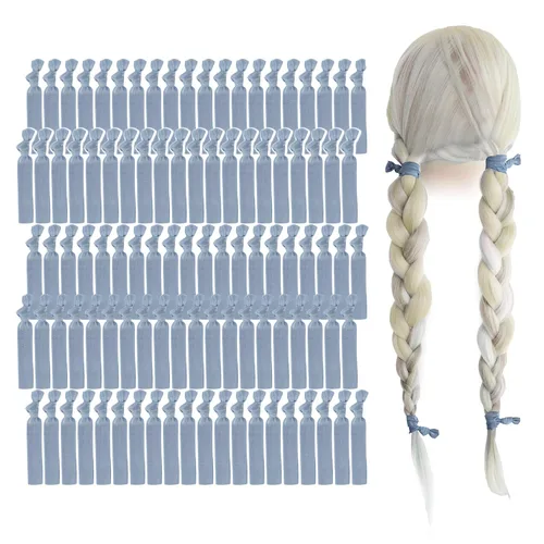 Miniatura 38 de MEEDEE Paquete de 100 lazos para el cabello, color negro, sin pliegues, nudos suaves para mujeres, sin daño, adecuado para colas de caballo, yoga