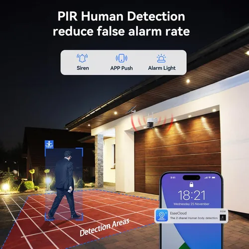 Miniatura 6 de Sistema de cámara de seguridad con energía solar para exteriores con monitor de 10 pulgadas, 2 cámaras inalámbricas 2K para seguridad del hogar