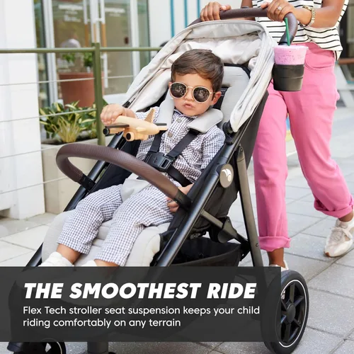 Miniatura 5 de Baby Jogger City Mini Air - Cochecito ligero color negro intenso, asiento ajustable con suspensión de ruedas todo terreno con soporte de Negro vivo