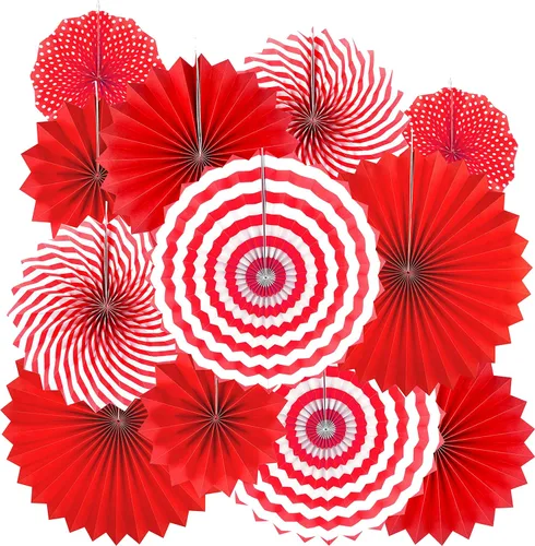 Miniatura 9 de Abanicos de papel para colgar en el techo, para Halloween, baby shower, cumpleaños, bodas, fiestas, 12 unidades Paperfan12t-blackorange