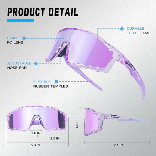 Miniatura 5 de Photochromic Cycling Glasses for Men Women, UV400 Sports Sunglasses for MTB, Riding, Running, Fishing, Baseball A3 morado