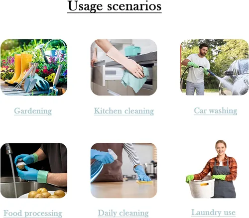 Miniatura 8 de 3 pares de guantes duraderos para lavar platos sin látex, puño de 15 pulgadas de largo, ideales para limpieza de cocina, lavandería, jardinería