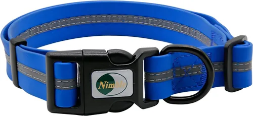 Miniatura 8 de NIMBLE Collar de perro impermeable para mascotas, ajustable, reflectante, duradero, flexible, de nailon con revestimiento de poliéster, collares
