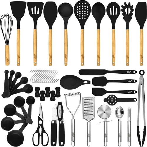 Miniatura 9 de Kaluns 50 piezas juego de utensilios de cocina de silicona juego completo de cocina - 427°C resistente al calor antiadherente utensilios de cocina