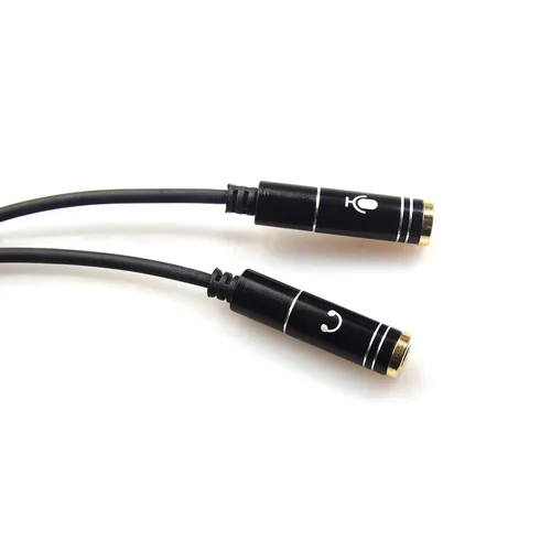 Miniatura 4 de REXUS Paquete de 2 cables de audio estéreo con divisor en Y de 0.138 pulgadas, 4 polos macho a 2 hembras para auriculares, adaptador divisor