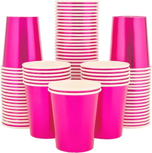 Miniatura 7 de Vasos de papel dorados de 9 onzas [paquete de 50] desechables para café, bebidas frías y calientes, té, agua, leche, jugo, bebidas, purpurina