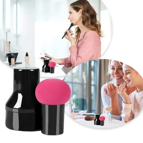Miniatura 5 de 2 esponjas de maquillaje, esponjas de maquillaje con asas, estuches de maquillaje para cremas y polvos de base (hongo A)