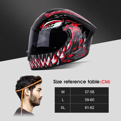 Miniatura 2 de BSDDP - Casco de motocicleta de cara completa unisex para adultos, aprobado por DOT, para motocicleta, ciclomotor, Street Bike Racing Crash