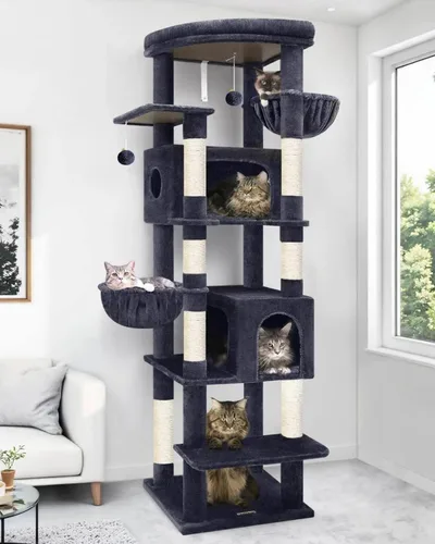 Miniatura 6 de Globlazer Árbol para gatos resistente, torre resistente de 74 pulgadas para gatos grandes y adultos, árbol grande para gatos con 7 postes rascadores