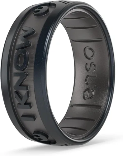 Miniatura 14 de Enso Rings Anillo de silicona Star Wars – Diseño cómodo y flexible – Lo sé (Aurebesh) – Perla Negra/Perla – Talla 8 I Know (Aurebesh) Perla