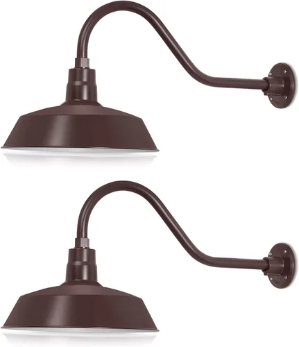 Miniatura 16 de 14 pulgadas. RLM Warehouse - Pantalla con brazo de cuello de cisne y bombilla Led A19 5000K de 9W Galvanizado (paquete de 2)