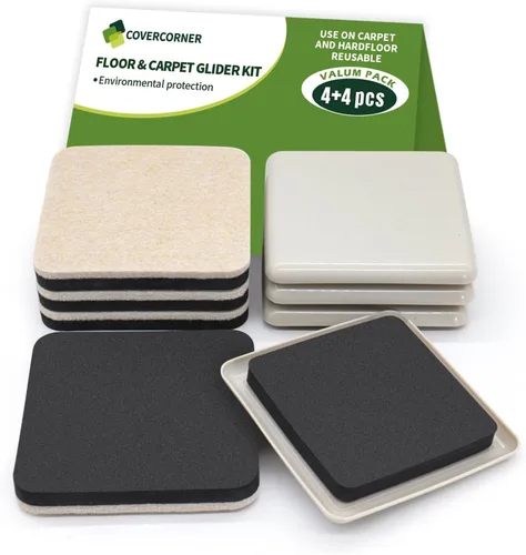 Miniatura 15 de Deslizadores de muebles para pisos de madera dura, deslizadores de muebles para pisos alfombrados, paquete combinado de 8 piezas de 3 1/2 pulgadas