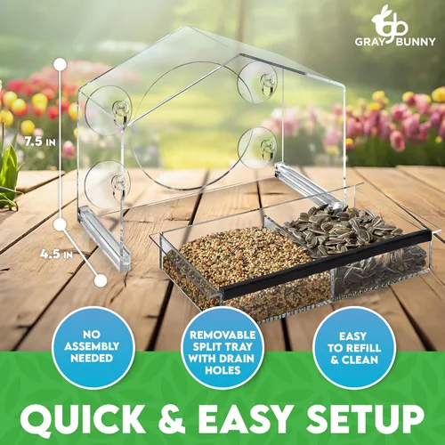 Miniatura 2 de Comedero para pájaros montado en la ventana con fuertes ventosas - Regalos para abuela Observación de aves Regalos para abuelo Observación de aves