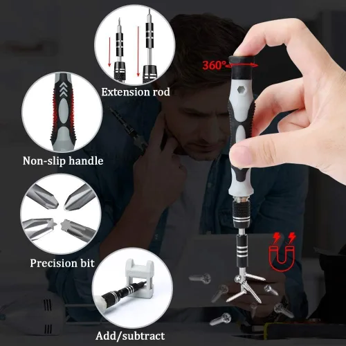 Miniatura 3 de Kit de destornilladores de precisión todo en uno definitivo de 117 en 1: juego de herramientas magnéticas profesionales para MacBook, iPhone