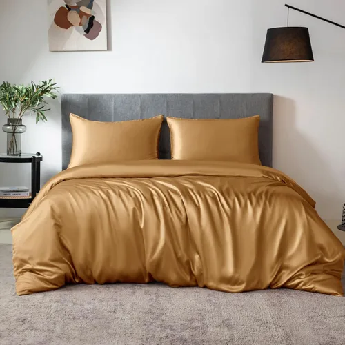 Miniatura 10 de TXHSILK - Sábanas 100% de seda, seda 7A+, 3 piezas, transpirables, suaves, 1 funda de edredón, 2 fundas de almohada con cremallera oculta