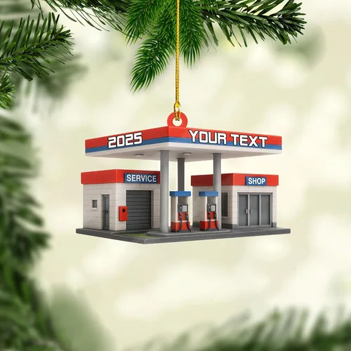 Miniatura 9 de Adorno de Navidad personalizado con bomba de gas, decoración retro personalizada para árbol de vacaciones, recuerdo único para trabajadores