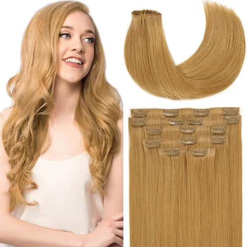 Miniatura 29 de Loxxy Extensiones de cabello humano sin costuras con clip para mujer, ultra invisible, trama de poliuretano, extensiones de cabello con clip