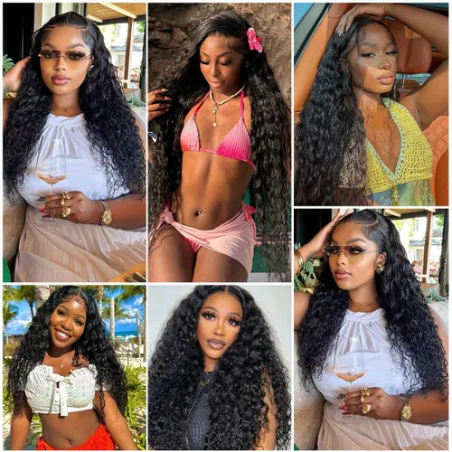 Miniatura 7 de 13x4 Deep Wave Lace Front Wigs Human Hair Pre Plucked 200 Density HD Transparent Lace Front Wigs Human Hair with Baby Hair Deep Curly Wigs Human