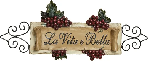 Touch of Class La Vita E Bella Placa de pared – Decoración vintage para habitación – Pergamino – Decoración de losa de piedra – Pergamino –