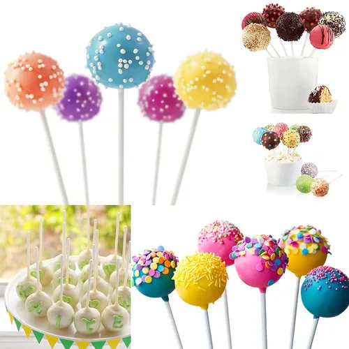Miniatura 3 de Kit para hacer pasteles de 6 pulgadas, 100 palitos para tartas, 100 bolsas para tartas y 100 lazos multicolores, 300 paquetes de herramientas