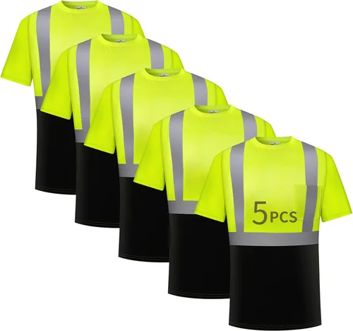 Miniatura 9 de Hi Vis - Camisetas de seguridad para hombre, reflectantes, de alta visibilidad, manga corta y larga, con bolsillo, paquete de 3 y 5