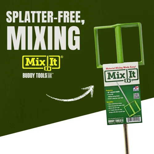 Miniatura 2 de Buddy Tools Mix It, 18 pulgadas de longitud, mezclador de lodo con paleta de ABS duradera, mezclador de pintura eficiente para taladro, paleta