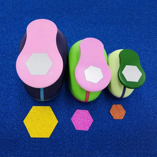 Punchers de papel de 1 pulgada, 1.5 pulgadas, 2 pulgadas, 3 unidades, para álbumes de recortes, para manualidades (hexagonal)